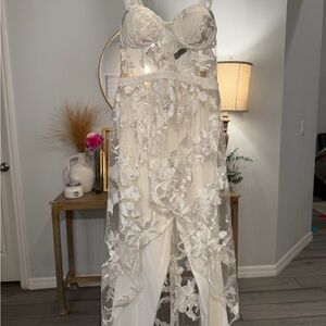 Elegant White Lace Dress Pant